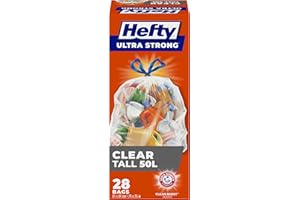 Hefty® Garbage Bags, Ultra Strong Tall 50 Litres Clear Recycling, Drawstring, Arm & Hammer odour neutralizer, 28 Bags