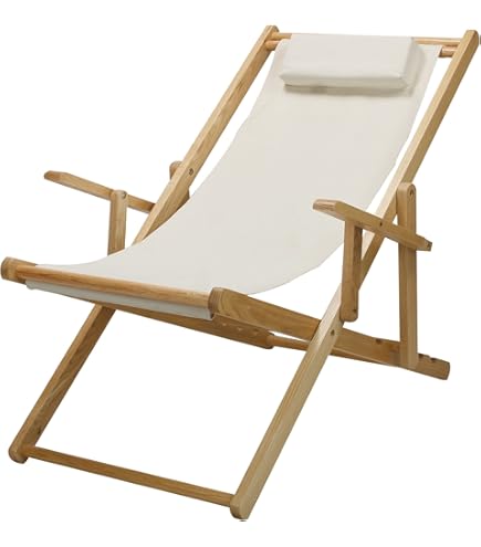 Amazon.com: Sling Chair Natural Frame-Natural/Wheat Canvas : Patio