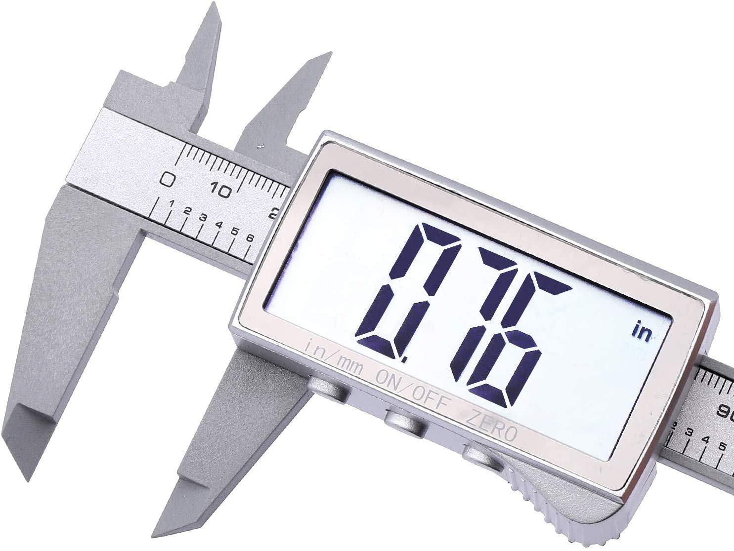 TOPWAY Digital Vernier Caliper 150mm 6 Inch, Large Display Imperial and Metric Units Fraction Conversion Carbon Fiber Electronic Caliper Measuring Tool 401433