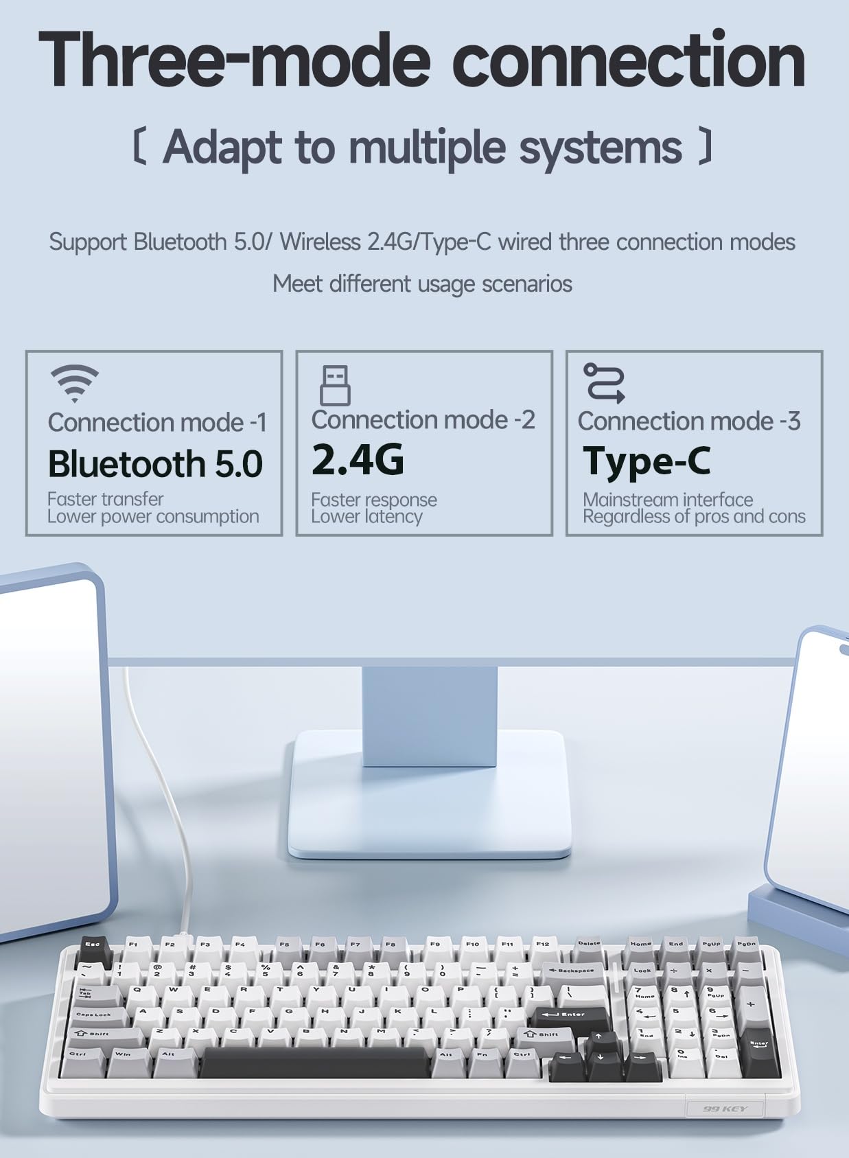 Linearlayout Keyboard Mua x Aula Mechanical Keyboard,96% Layout Gasket Mounted Hotswap Tri ...