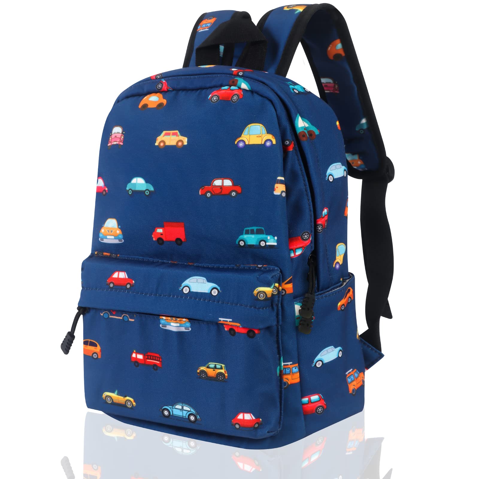 Jarler Kids Backpack Boys Space Rucksack Large Size Toddler Kids Children's School Bag 14L Daypack Bag Preschool Kindergarten Toddler Canvas Backpack（L, Dark Blue Car）