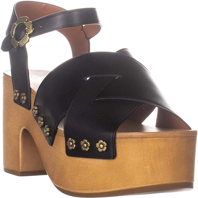 COACH Womens Nessa Leather Open Toe Casual Platform Sandals