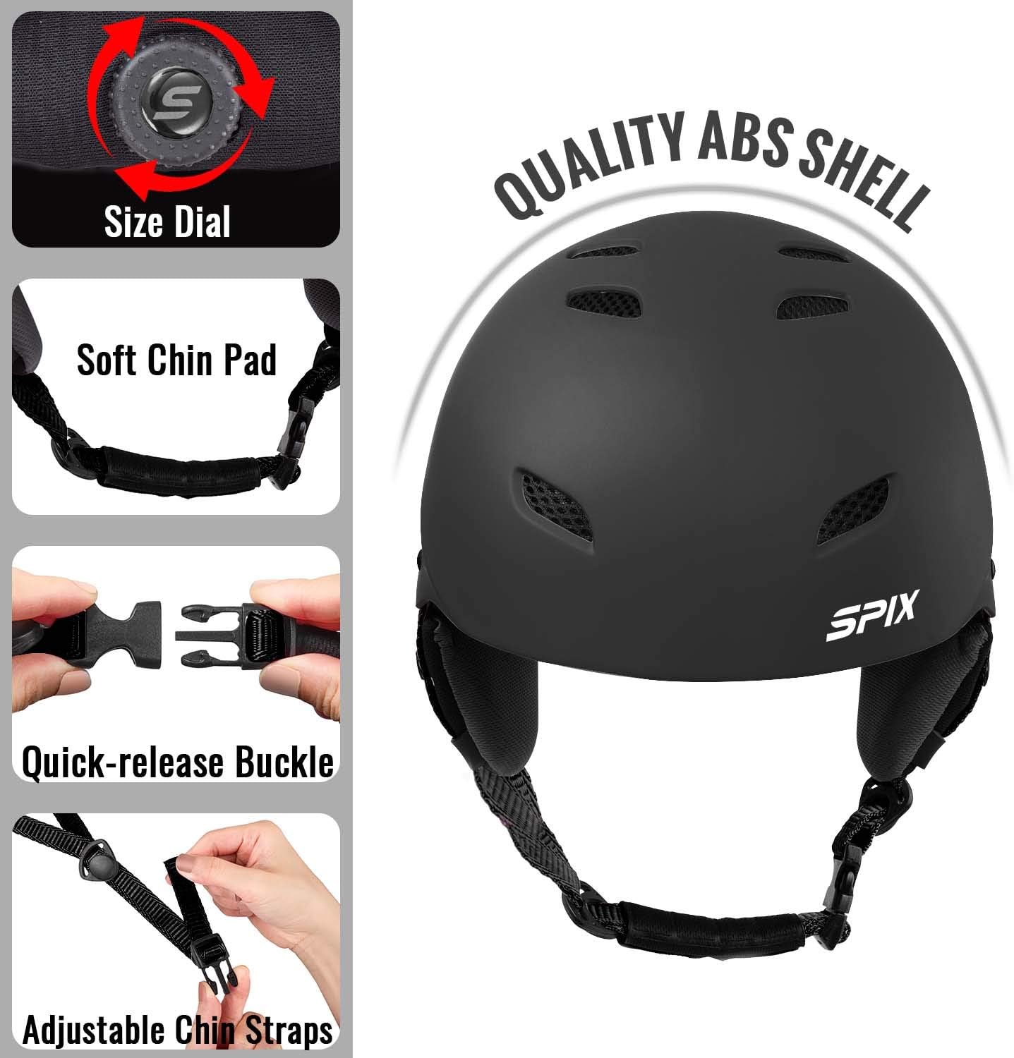SPIX Ski Helmet Snowboard Helmet - ASTM Safety Certified Size Adjustable for Adults Youth Men and Women: Sports & Outdoors