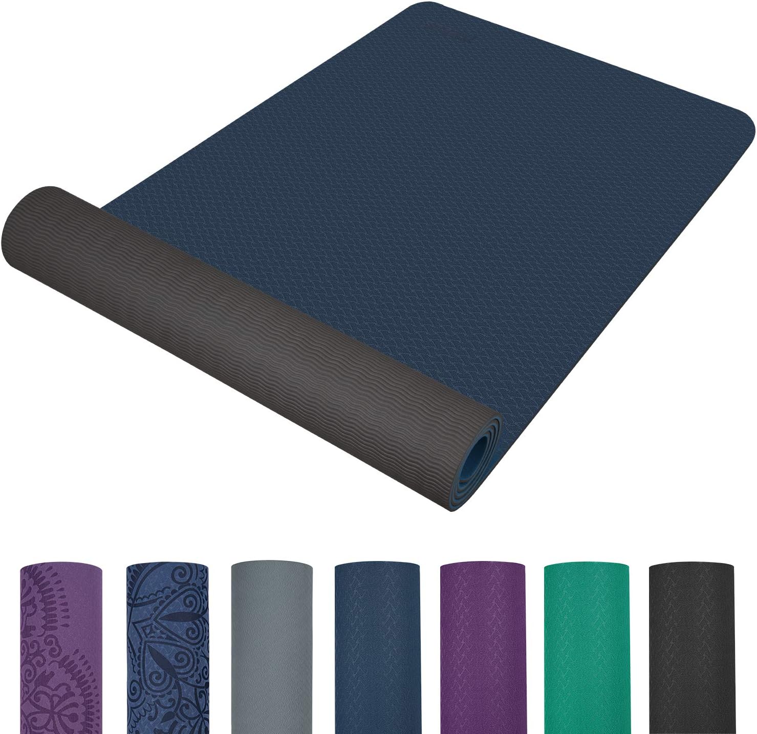 TOPLUS Preumium Yogamatte aus hochwertigen TPE, rutschfest Yogamatte Gynastikmatte Übungsmatte Sportmatte für Yoga, Pilates,Fitness usw.- Maße 183cm Länge 61cm Breite