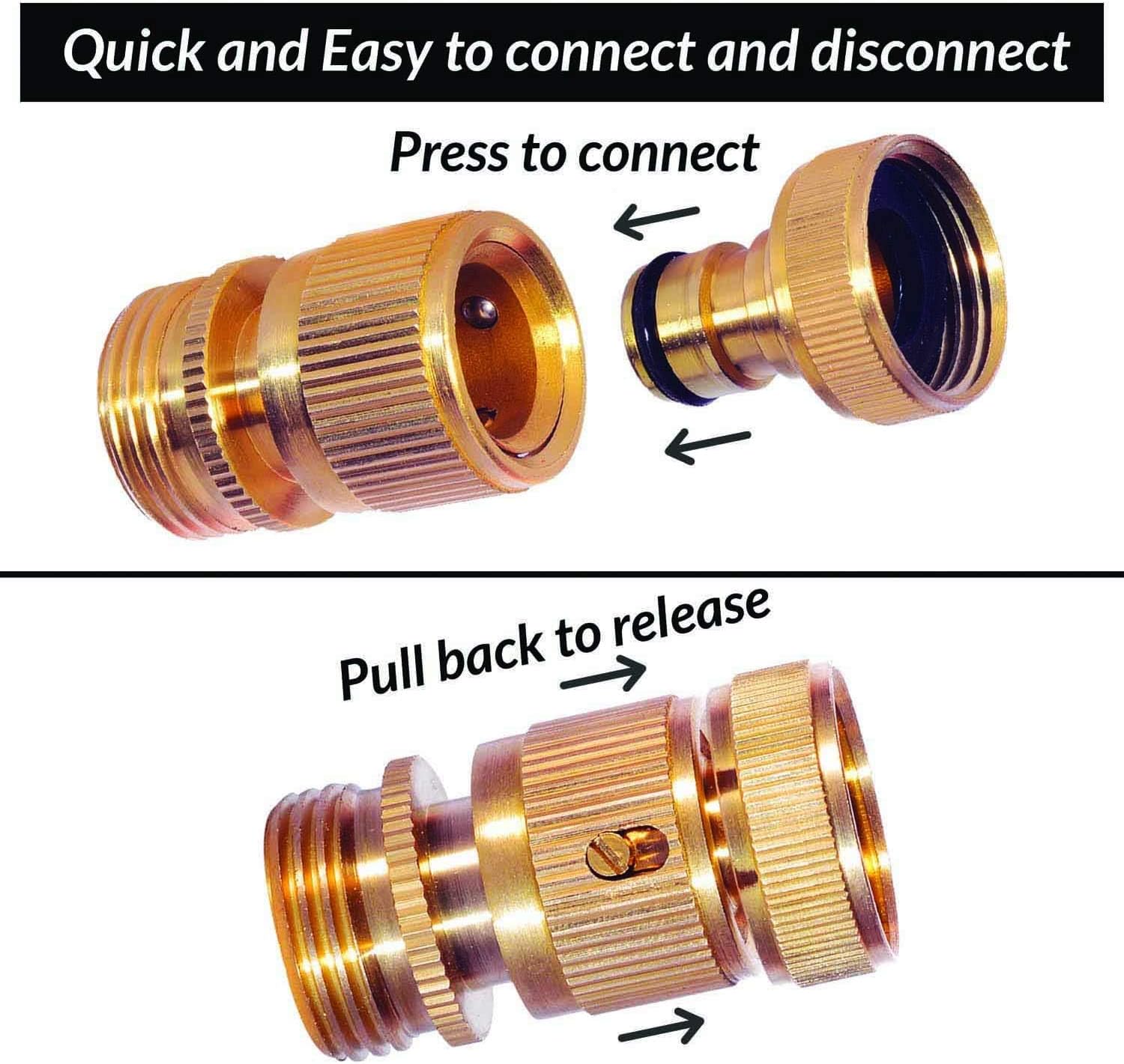 DIRECT MFG Garden Hose Quick Connect 2 Sets - Male and Female GHT Solid Brass Hose Connectors for Garden Hose Fittings - Choose Your Pack (3/4" External Quick Connect, Pack of 1) : Garden & Outdoor
