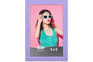 Icona Bay 4x6 Picture Frame, Purple Colored Solid Wood Scandinavian Style Frame for Photo, Pizzazz Collection