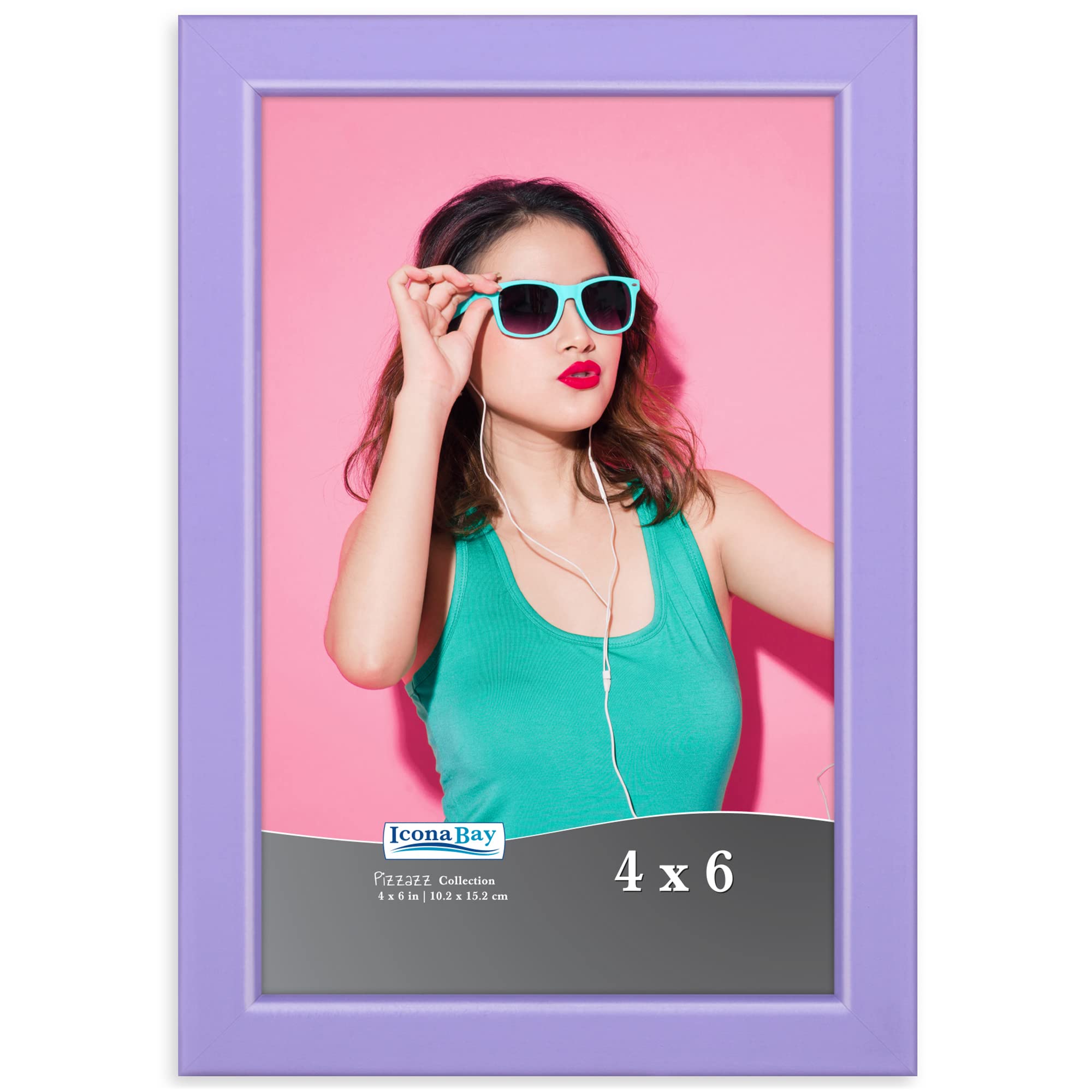 Icona Bay 6x4 Purple Picture Frame, Colored Solid Wood Scandinavian Style Frame for Photo, Pizzazz Collection