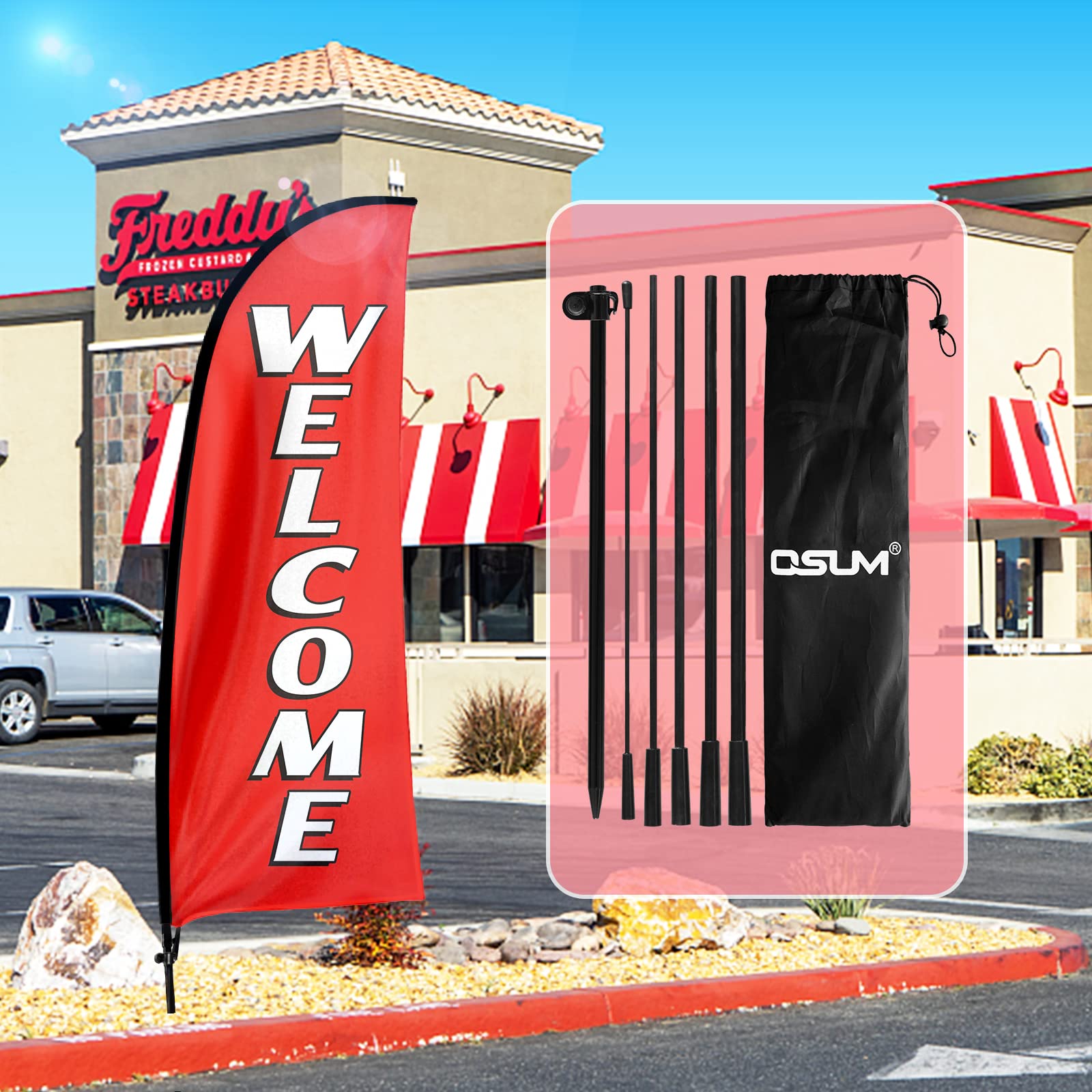 Welcome Swooper Flag & Pole Kit for Festivals and Events, Garden Banner, Yard Decorations or Commercial Advertising Display