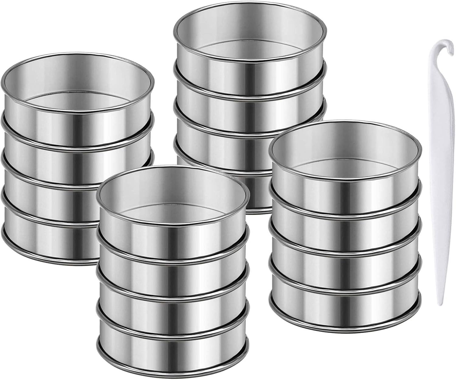 English Muffins Mold, Cooyeah 16 Pieces Stainless Steel