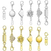 12PCS Magnetic Necklace Clasps and Closures with Locking Magnets - Jewelry Clasp Helper for Necklaces, Bracelets（Gold + Silver）