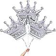 3Pcs Crown Foil Balloon - Birthday Balloon Foil Balloons for Wedding Decoration Princess Party Balloons Silver Foil Balloons Crown Balloons - Princess Balloons for Birthday Party, Wedding Party