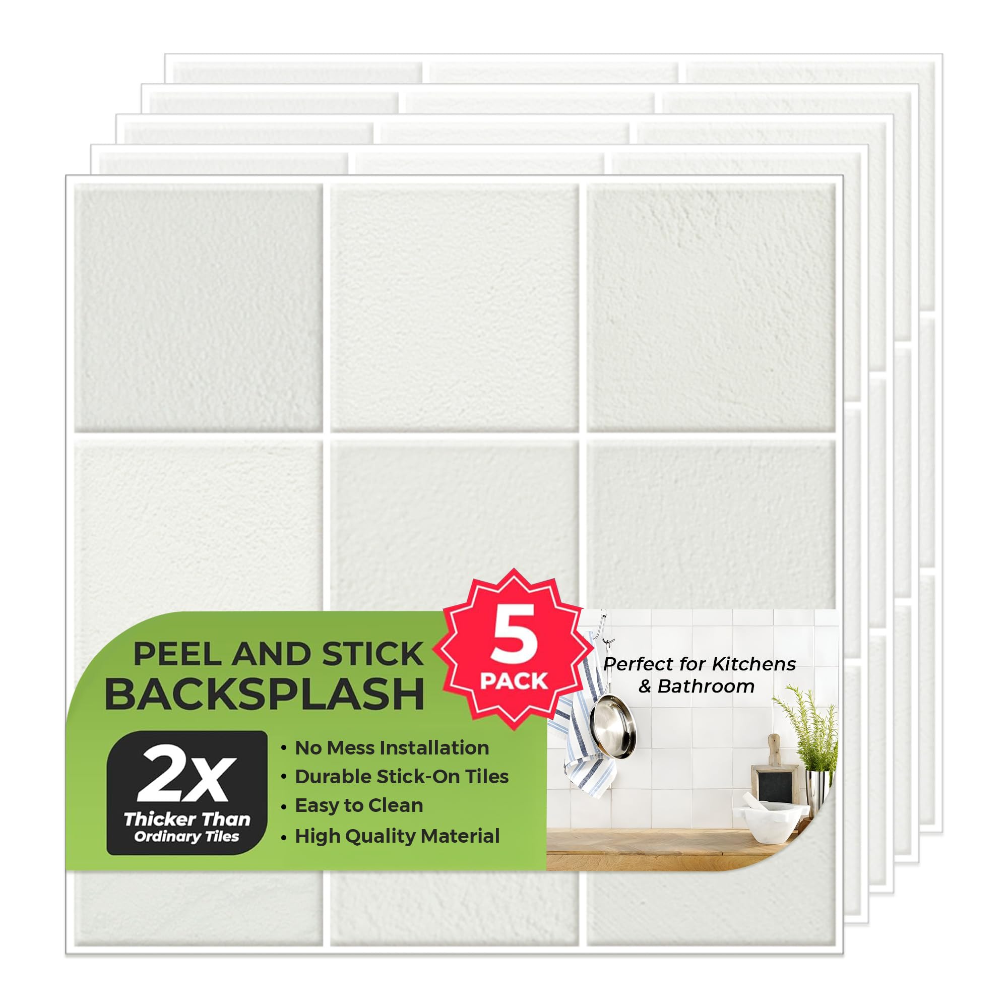 Select 5 Pack Peel and Stick Backsplash Square