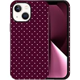 DuiDuiQ Polka Dot Pattern Phone Case for iPhone 13/14 6.1", Wine | Cute Aesthetic Case for Women Girls,Dual-layer Shockproof Protective Phone Cover,No Fading Print