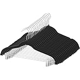 Velvet Pants Skirt Hangers with Clips - Pack of 20 Black Shirt Clothes Felt Non Slip Heavy Duty Slim Hanger Set for Skirts Pant Suit Shorts Women Dress,Space Saving with Two Metal Clip