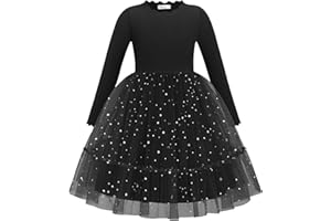 Arshiner Toddler Girl Tutu Dress Fall Winter Long Sleeve Star Sequin Holiday Party Tulle Dresses 2-6Y