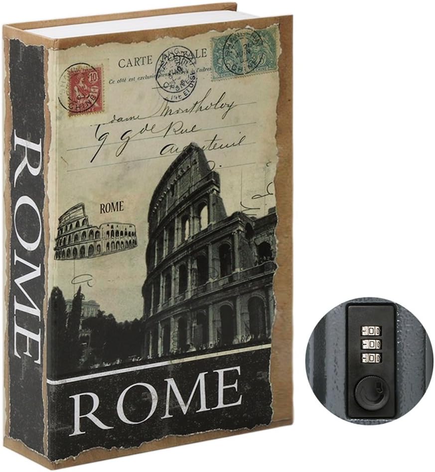 Jssmst Diversion Book Safe with Combination Lock, Secrect Hidden Safe Lock Box Large, SMBS020 Rome - - 