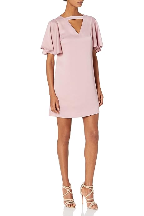 satin shift dress with sleeves