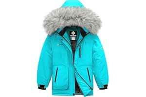 GEMYSE Girl's Winter Waterproof Ski Snow Jacket Hooded Fleece Lined Windproof Coat