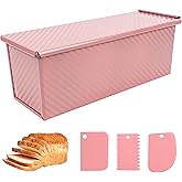 Spmarkt Premium Pink 13-inch Pullman Loaf Pan with Lid - Perfect for Baking Professional-Grade Sandwich Bread, PFOA & PTFE Free, Healthy & Stylish Non-Stick Bread Loaf Pan for Homemade Bread