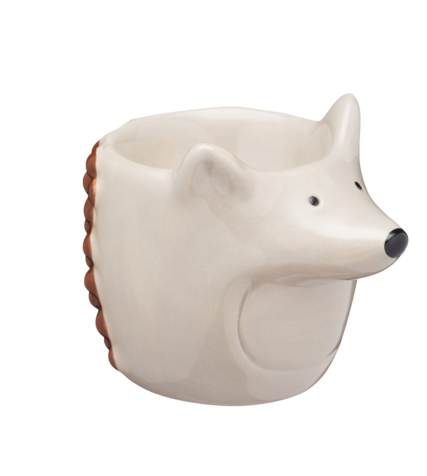 KitchenCraft Ceramic Hedgehog-Shaped Novelty Egg Cup, 8.5 x 5.5 x 6.5 cm (3.5" x 2" x 2.5") - Beige/Brown