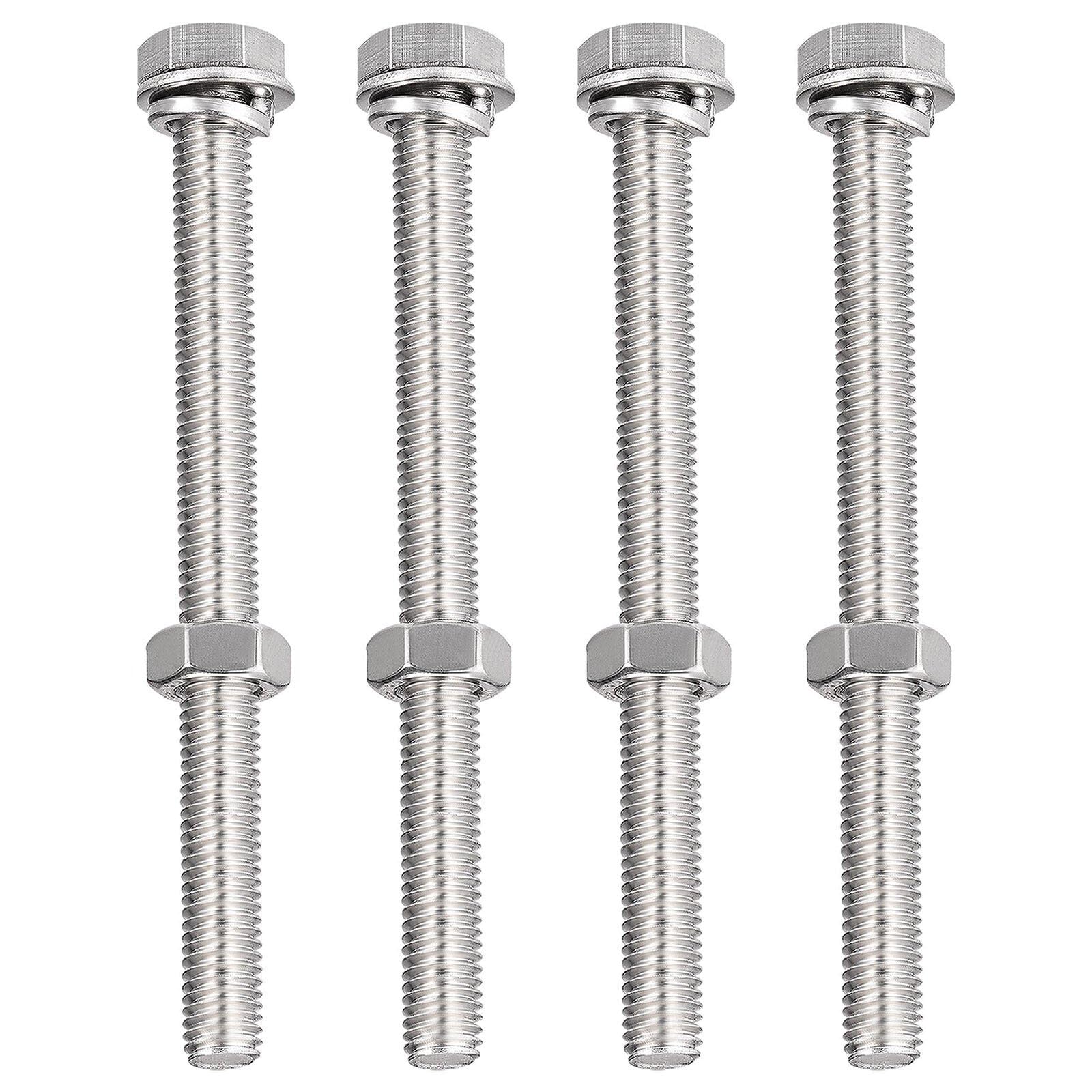 TA-VIGOR 4Pcs M8 x 90mm Hex Head Screws Bolts, Nuts, Flat & Lock Washers Kits, Fully Thread Hexagon Bolts, High Tensile Cap Screws for Metal Work, Automotive Machinery, Bike Motorcycles Repair — image 1