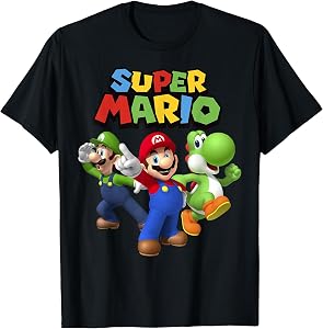 Super Mario Luigi Mario and Yoshi Group Shot T-Shirt