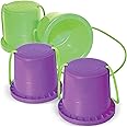 Geospace Walkaroo I-Can! Balance Walking Bucket Stilts with Adjustable Nylon Lines for Small Kids Ages 3 to 8 - Indoor or Outdoor Safe Active Play & Increased Coordination (Purple & Green Pairs)