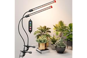 JINHONGTO 2Pack 9 Watt Clip Grow Lights for Indoor Plants with Timer, Mini Pot Plant Grow Light, Full Spectrum Small Bonsai Grow Light, Bright Enough Plant Growing Lamps