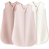 JELLYMONI Baby Sleep Sack 0-6 Months 100% Cotton Wearable Blanket, 0.5 TOG Soft Lightweight Toddler Sleeping Sack 3 Pack 2-Way Zipper Newborn Sleep Sacks