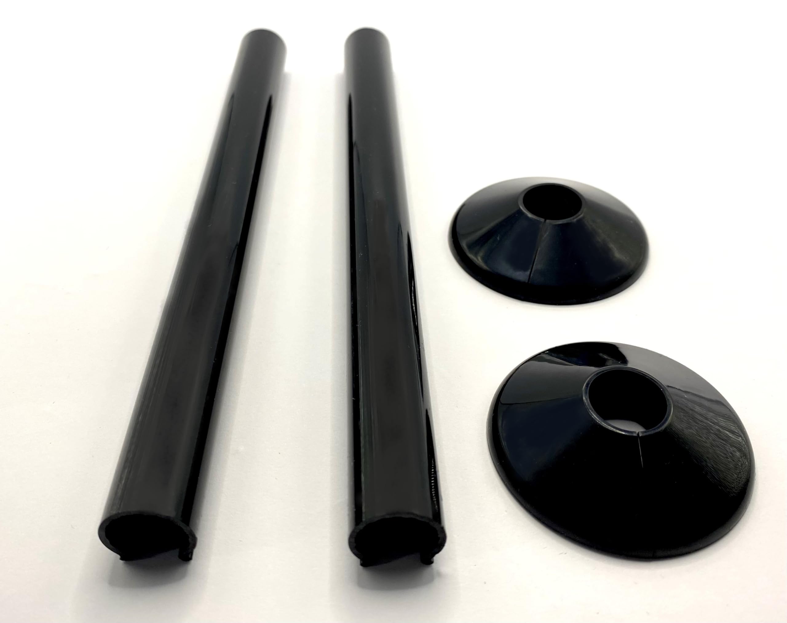 Greened House Black Radiator Pipe Covers SnapFit 2 Pack 200mm Long 15mm Pipe Central Heating Clip On Covers Snappit (Black) — image 1
