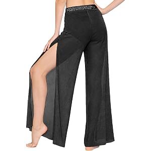 iiniim Women's See Through Mesh Lyrical Dance Pants Modern Dance Costume for Stage Performance