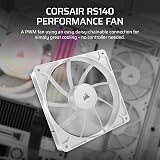 Corsair RS140 140mm PWM Fan Daisy-Chain Low-Noise Magnetic Dome Bearing White view 2