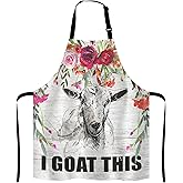 Lefolen Goat Apron for Women and Men, I Goat This Adjustable Kitchen Chef Apron for Cooking Baking - Cute Birthday, Anniversary, Mother's Day Apron Presents for Mom Wife Girlfriend Aunt Grandma