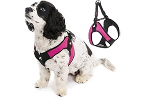Gooby Escape Free Easy Fit Harness - Hot Pink, Medium - No Pull Step-in Patented Small Dog Harness with Quick Release Buckle - Perfect On The Go No Pull Harness for Small Dogs or Medium Dog Harness
