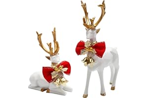Lbylyhxc Christmas Reindeer Decorations Indoor Deer Christmas Decor Figurines Christmas Ornaments Gifts for Kids (2Pcs White)