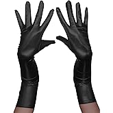 ATHX Women's Shiny Metallic Gloves Costume Wet Look 22" Elbow Length Halloween Cosplay Y2K Trendy Long Gloves
