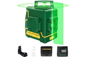 APEXFORGE X5 Self Leveling Green Laser Level, 360° Laser Tool, 5.2Ah Removeable Battery, 197ft with Pulse Mode, Type-C Rechargeable, for Construction and Picture Hanging