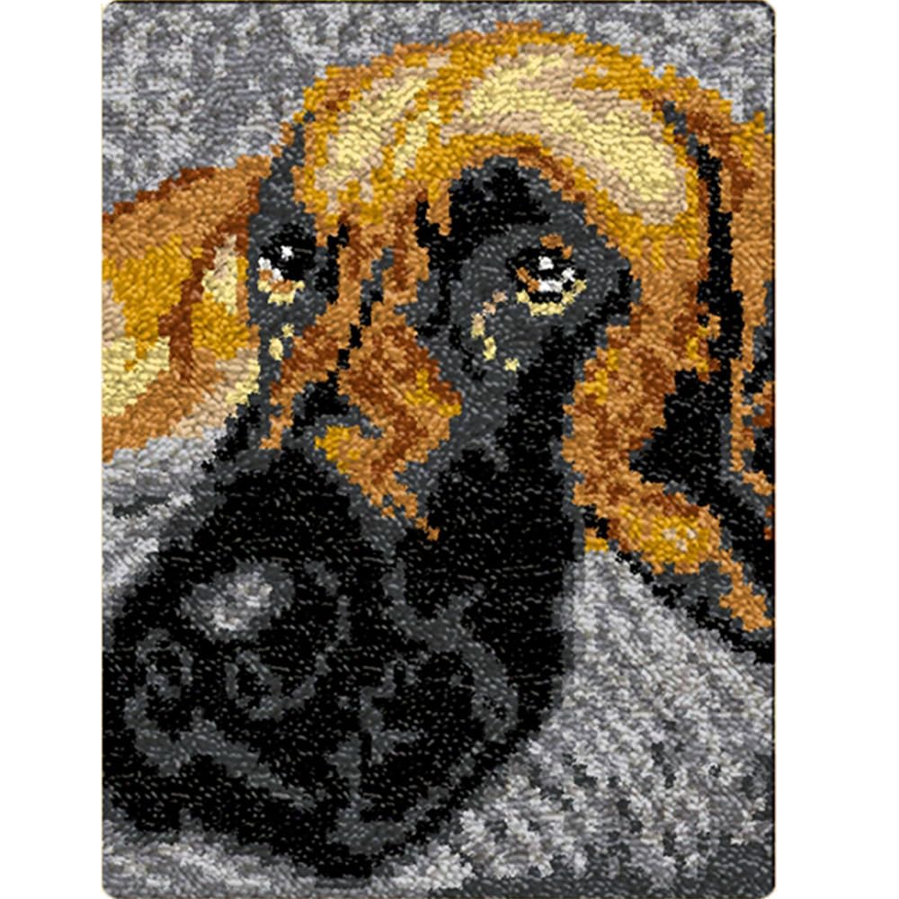 Avidong Latch Hook Rug Kit, DIY Adults Kids Rug Making, 52X38cm, Old Dog Carpet