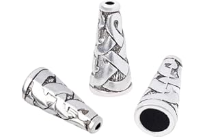 arricraft 50pcs Antique Silver Beads Caps, Tibetan Style Cone Caps, Metal Beads End Caps for DIY Jewelry Making-Cadmium Free Nickel Free