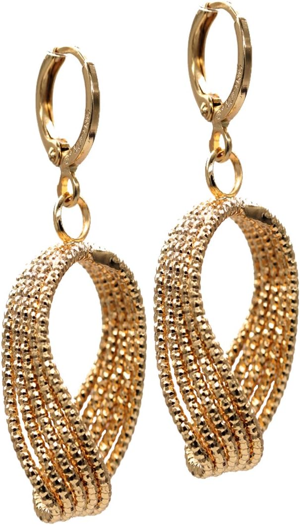 Women Fashion Hoop Earrings 14K Gold Plated Drop Dangle For Birthday Gift