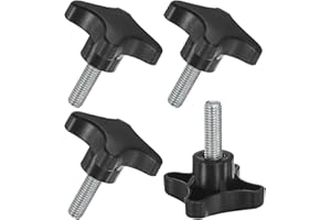 M METERXITY 4-Pack Star Clamping Knobs, M10x30mm Male Thread Hand Tightening Screw for Machinery/Electronic/Furniture/Umbrella Base, Machine Handle Replacement [60mm, Black]