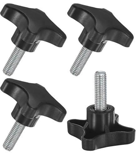 Perillas De Sujeción Moleteadas, Rosca Macho M6 X 1.969 In Cabeza De 0 827 In Perno De Agarre De Tornillo De Pulgar De Plastico Termoestable Negro
