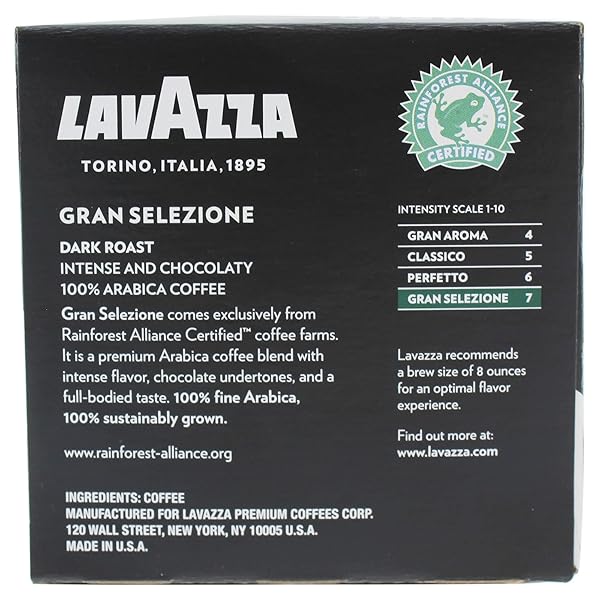 GRAN SELEZIONE DARK ROAST GROUND COFFEE PODS BY LAVAZZA – 10 X 0.34 OZ COFFEE