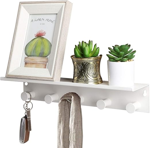 Vencipo Wandregal Metall Fur Organizer Kuche Gewurzregal Regal Weiss Fur Schlusselbrett Organizer Mit 5 Haken Wand Dekoration Fur Bucherregal Kinderzimmer Deko Wohnzimmer Aufbewahrungs Badezimmer Amazon De Kuche Haushalt