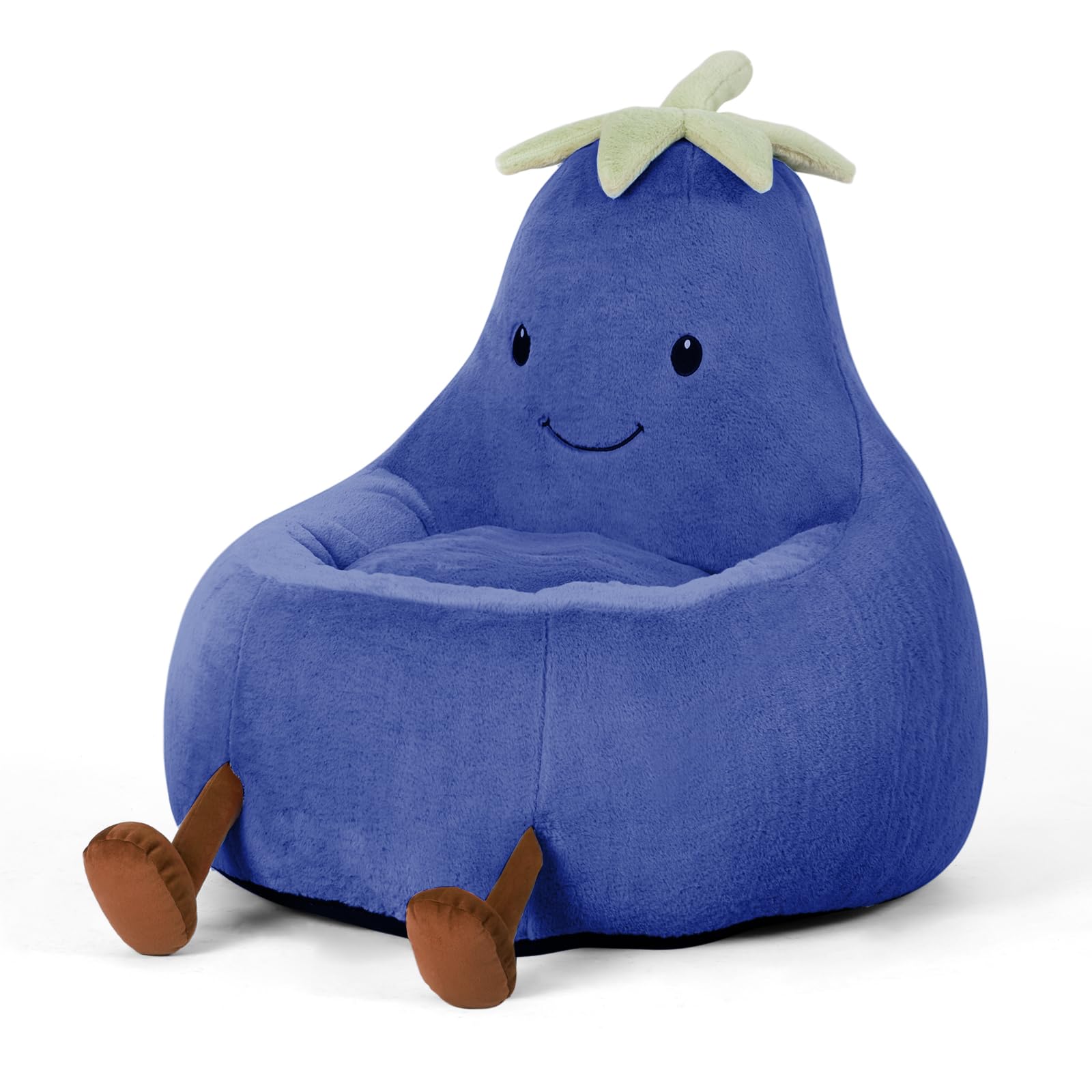 DUMOS Kids Bean Bag Chair, Stuffed Toddler Couch with Faux Rabbit Fur Cover for Teens & Kids, Comfy Lazy Sofa Chair for Reader, Living Room, Bedroom, Aged 4-12 Years, 31 Inch, Dark Blue