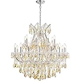 Elegant Lighting Theresa Collection 25-Light Hanging Fixture Royal Cut Golden Teak with Chrome Finish