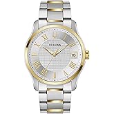 Bulova Men's Classic Wilton Two Tone Stainless Steel 3-Hand Watch, Silver White Dial, Style:98B391