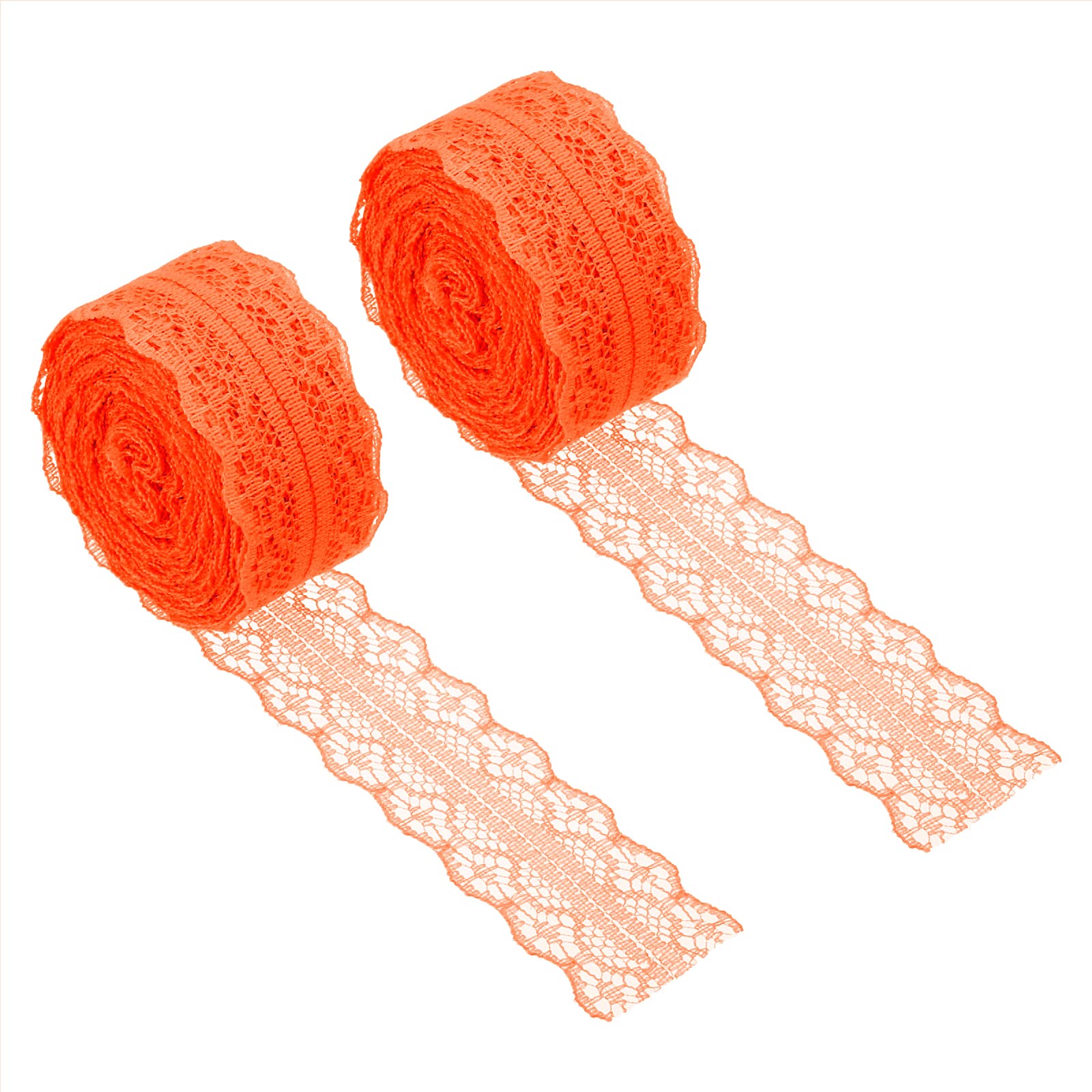 PATIKIL 1.2 Inch x 11 Yards Lace Trim Ribbon, 2pcs Non-Stretch Lace Sewing Roll Gift Package Floral Wrapping for Party Home Decoration Dress Craft, Orange
