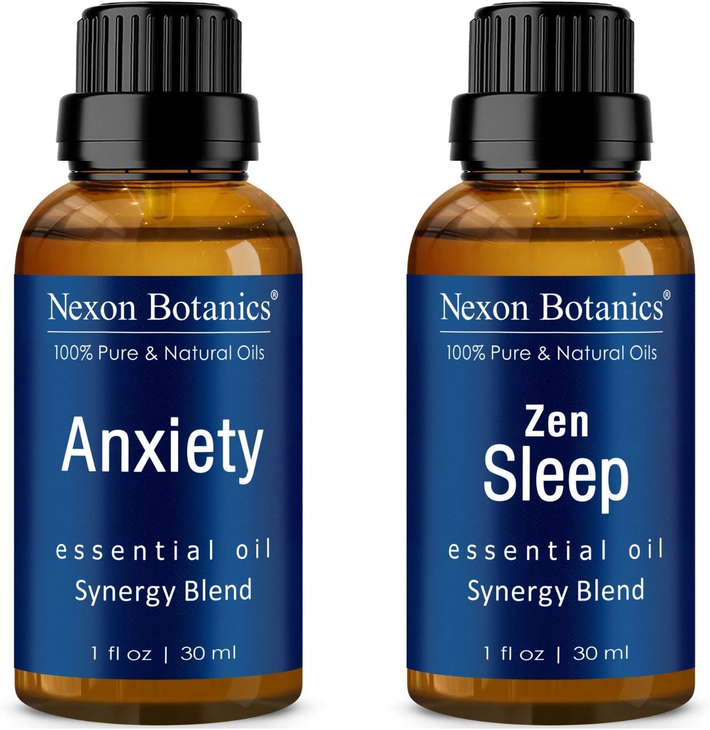 Anxiety Essential Oil and Zen Sleep Essential Oil Blend Bundle - Promote Relaxation, Sleep - Soothe Headaches, Stress, and Anxious Feelings - Perfect for Aromatherapy, Massage