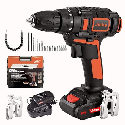 Cordless Drill Driver 18v with Lithium Batteries,181 Torque Setting, 1 Faster Charger,LED, compact bag with 20pcs Accessories Home Repair